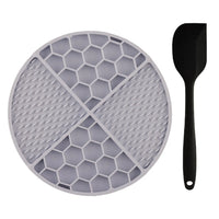 Covoraș hrănire lentă pentru câini – Slow & Lick mat Doctor Totolici, Circular Grey + Spatulă silicon cadou