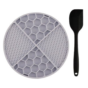 Covoraș hrănire lentă pentru câini – Slow & Lick mat Doctor Totolici, Circular Grey + Spatulă silicon cadou