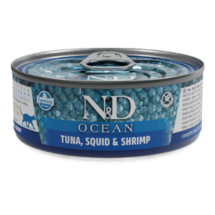 Hrana umeda pentru pisici - Farmina N&D Ocean Pisica Ton, Calamar si Crevete 70g
