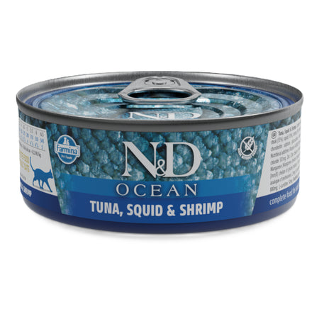 Hrana umeda pentru pisici - Farmina N&D Ocean Pisica Ton, Calamar si Crevete 70g
