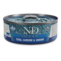 Hrana umeda pentru pisici - Farmina N&D Ocean Pisica Ton, Sardine si Crevete 70g