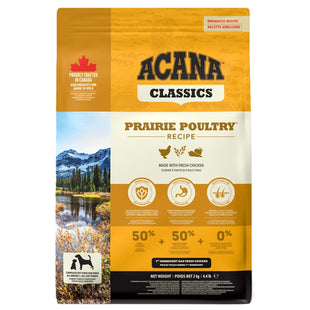 Hrana uscata caini adulti Acana Classic Prairie Poultry 2kg cu pui si curcan, bogata in proteine animale premium