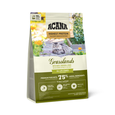 Hrana uscata premium fara cereale pentru pisici, cu miel, rata si peste - ACANA Cat Grasslands New
