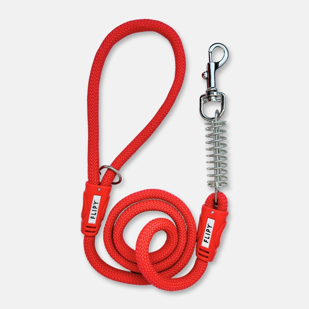 Lesa Flipy pentru caini cu arc anti smucire, 130 cm, rezistenta si confortabila, rosu