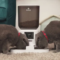 Hranitor automat smart SHAW® pentru caini si pisici, aplicatie mobila, 7L, programare hranire, camera reglabila, 2 boluri, negru