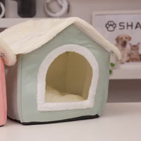 Casuta textila pliabila SHAW®, pentru caini si pisici, calduroasa, 40x32 x35 cm, roz