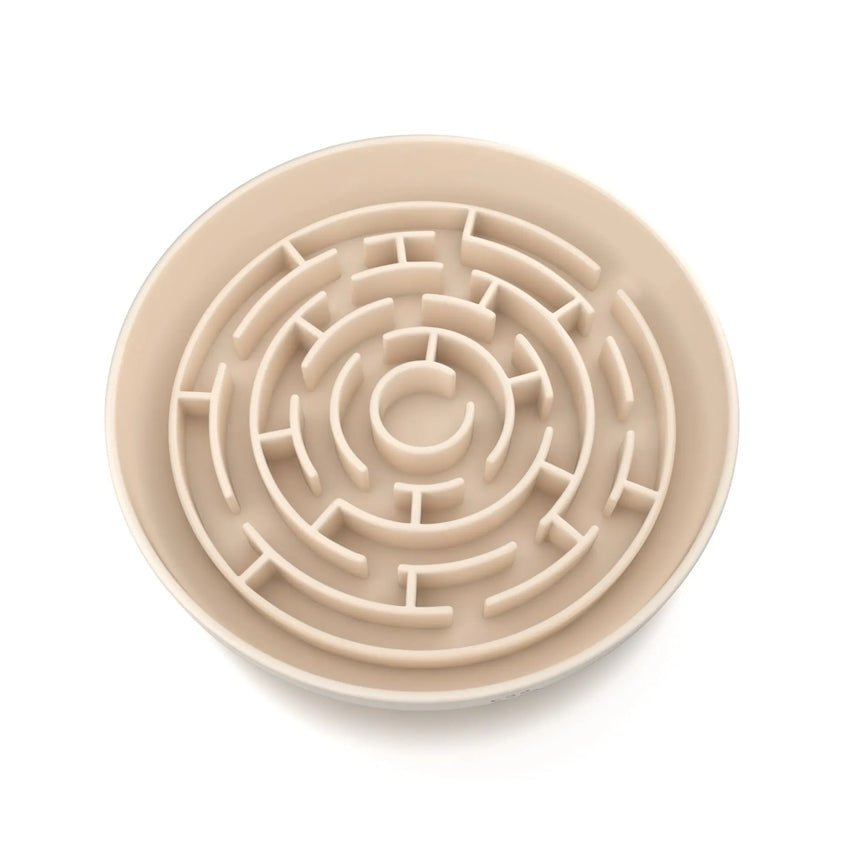 Bol hranire lentă pentru câini – Slow feeder Maze Doctor Totolici, culoare Oat Milk