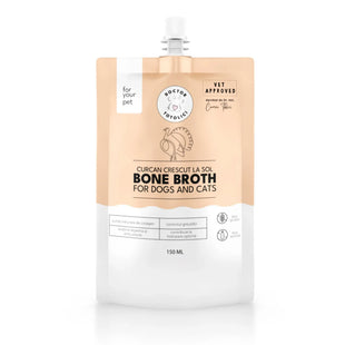 Supă de oase de curcan bio pentru câini și pisici Doctor Totolici®, cu dop resigilabil, 150 ml